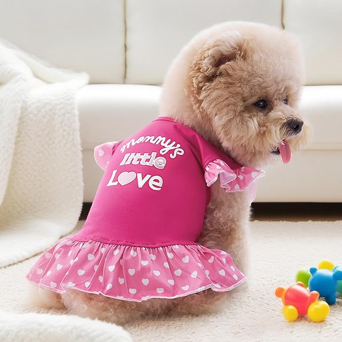 XPUDAC 4 Pieces Pet Dog Dress Shirt Puppy Skirt Cute Doggie Dress Summer Clothes Dog Apparel for Small Dogs and Cats (Pink Angel, X-Small(2-4 Lbs))