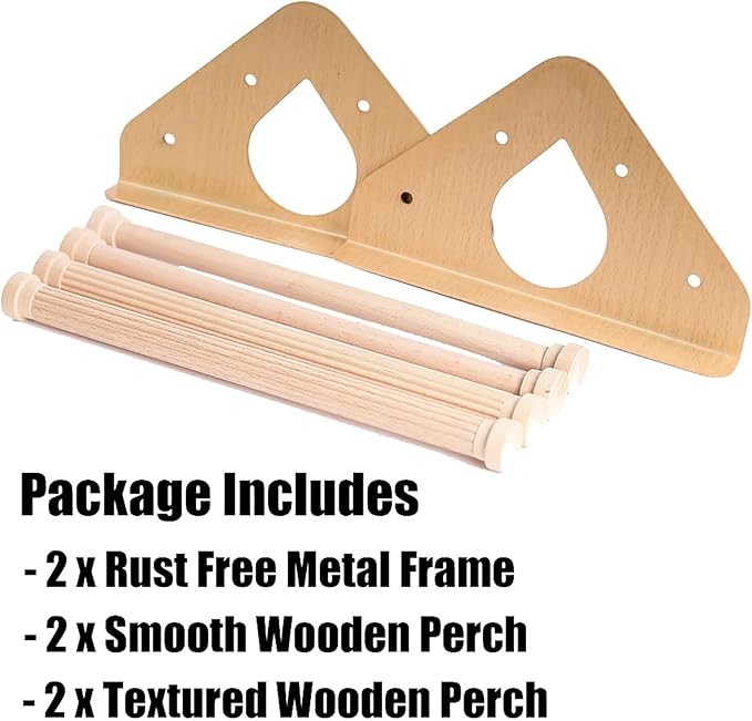Baby Chick Perch, Durable Metal Stand with Natural Wooden Roosting Bars for coop and brooder, Training Chicken Roosting Perches for Mini Baby Chicks, Easy to Assemble, Fun Toys