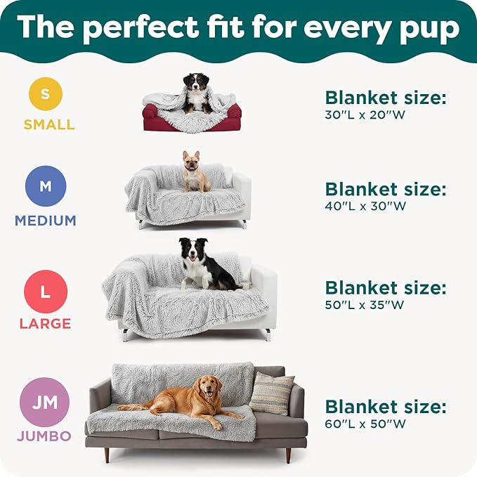 Furhaven Waterproof Throw Blanket for Dogs & Indoor Cats, Washable - Shaggy Plush Calming Long Faux Fur & Velvet Dog Blanket - Mist Gray, Medium