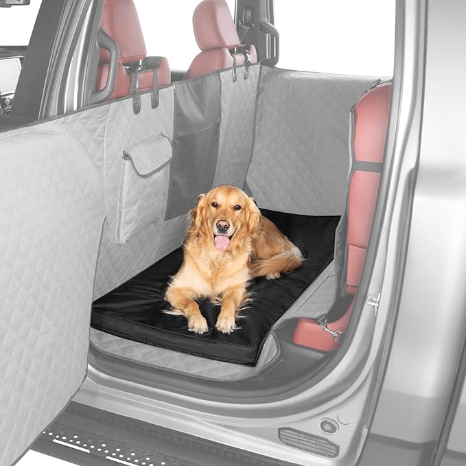 Ruff Liners Truck Back Seat Dog Bed Cushion, Extra Large Black – As Seen on Shark Tank – for Large Seat Extender & XL Floor Cover – Waterproof, Machine-Washable – Backseat Dog Bed with Rebound Foam