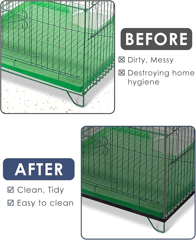 Bissap Bird Cage Seed Catcher, Universal Birdcage Net Nylon Adjustable Elastic Band Stretchy Skirts Mesh Cover for Parrot Cage Seed Guard (Not Include Birdcage)- Black