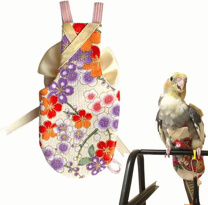 Bird Flight Suits Diapers, Parrot Flight Suits Diapers for Quaker Parakeets Cockatiels Flight Suits, Parrot Clothes (Almond B,Sulphur-Crested Cockatoo)