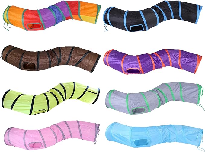 Cat Tunnel for Indoor Cats Interactive, Rabbit Tunnel Toys, Pet Toys Play Tunnels for Cats Kittens Rabbits Puppies Crinkle Pop Up Black 47" Shape S
