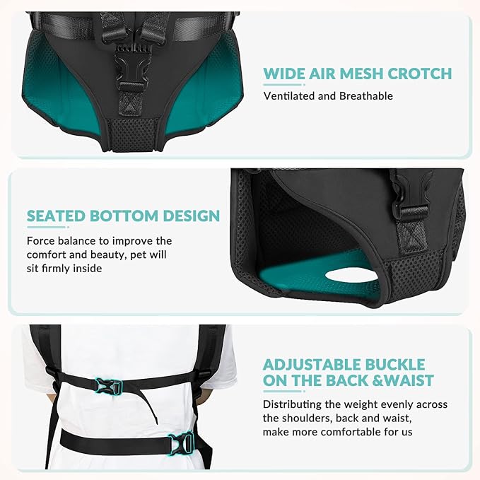 Lukovee Dog Backpack Carrier, Legs Out Easy-fit Dog Front Carrier for Small Medium Dogs, Adjustable Hands Free Dog Chest Carrier for Hiking Cycling (B,Small)