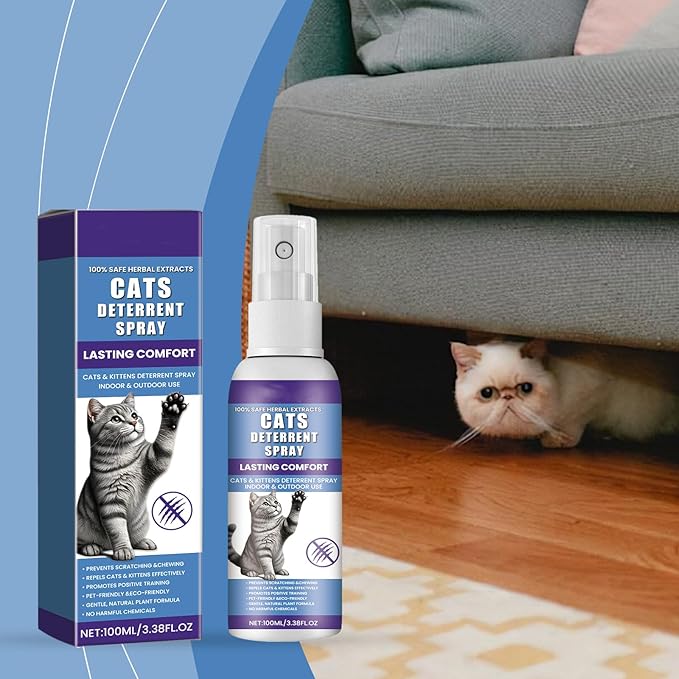Cat Repellent Spray - Natural Training Aid for Cats, Indoor & Outdoor Deterrent Spray to Stop Scratching Furniture, Protect Garden, and Deter Unwanted Marking