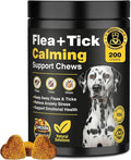 Dog Flea and Tick Treatment Chewable with Calming Supplements 200 Count Oral Fleas Ticks Chewables Support Suitable for All Breeds Ages Reduces Anxiety, Itch, and Sleep Support - Chicken Flavor