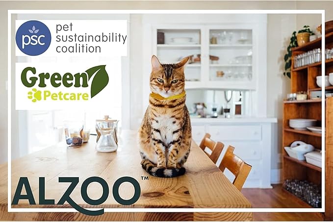 ALZOO Natural Flea & Tick Cat Collar, Helps Repel Fleas, Ticks & Mosquitoes, Plant-Based Active Ingredients, Phthalates and PVC Free, Up to 8 Months Protection, Pack of 3