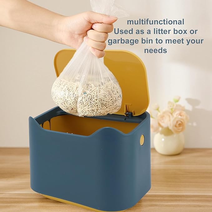 fosa Cat Litter Trash Can, Press Seal Lid Airtight Odor Control Cat Litter Boxes, 7.09x4.92x5.12in Pet Waste Bin with Thickened PP Material