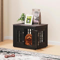 26" Heavy Duty Dog Crate Furniture for Small,Medium and Large Dogs,Rustic Wooden Dog Cage Kennel Indoor Furniture with Waterproof Top,Decorative Pet House Side End Table (Black & Grey)