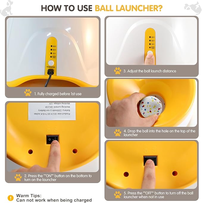 Interactive Dog Toys - Automatic Tennis Ball Launcher for Medium to Large Dogs, Outdoor Exercise & Training, Perfect Home Dog Toy 3 Ball (Orange, Large)
