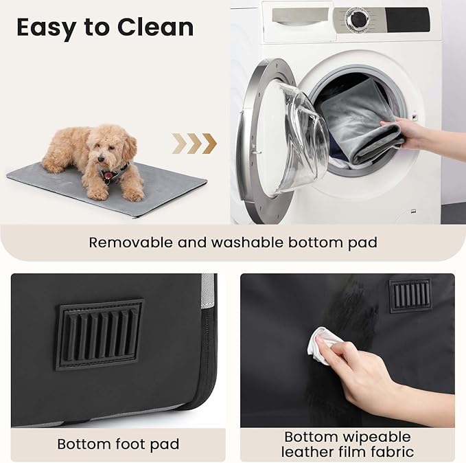 Dog Car Carrier Light Weight 24×17.7×20.5in, Dog Carrier Easy to Assemble, Dog Car Crate Portable and Breathable, Foldable Pet Carrier for Indoor and Outdoor, Dog Travel Crate with Curtain Gray