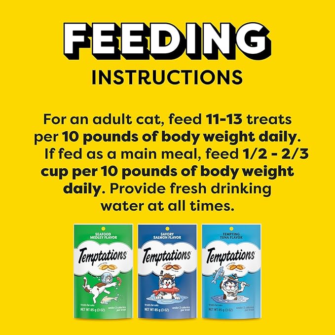 Temptations Cat Treats Classic Crunchy and Soft Seafood Lovers Variety Pack, 3 oz. Pouches (Pack of 6)