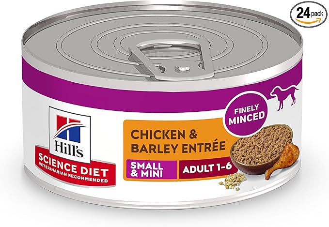 Hill's Science Diet Adult 1-6 Small & Mini Wet Dog Food, Chicken & Barley, 5.8 oz. Cans, 24-Pack