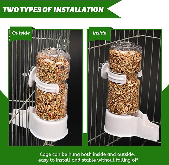 2 Pcs Bird Feeder Water Dispenser, Bird Feeder and Drinker Set, Automatic Parrot Feeders for Cage, Hanging Parrot Food Bowl, Birds Cage Accessories for Hamsters,Pigeons,Parrot