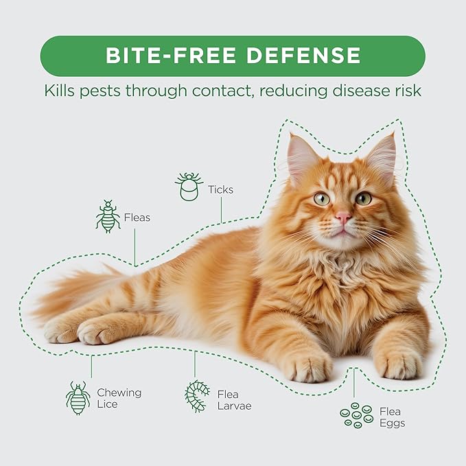 TevraPet FirstAct Plus Flea and Tick Topical for Cats over 1.5lbs, 3 Dose Waterproof Flea and Tick Control/Prevention for 3 Months