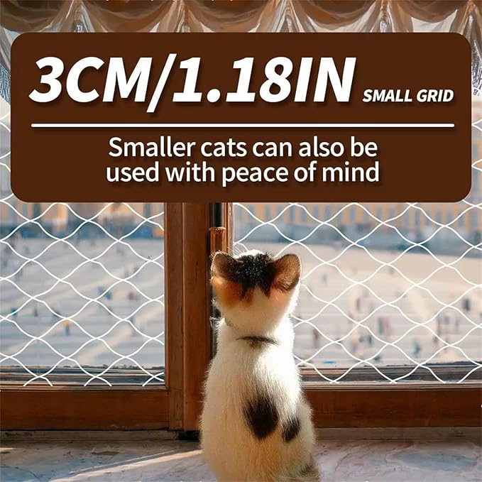 Balcony Screen for Pets,Cat Netting Balcony,Anti-Fall Pet Mesh Fence,Bite Tear Resistant,Dogs&Cat Safety Net for Balcony, Window, Stair, Patio,Anti Bird Netting for Garden/Balcony (10*20 ft)