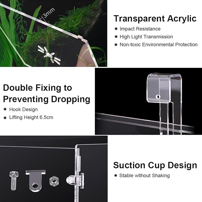 Fish Isolation Box, Transparent Aquarium Hatchery Incubator Holder, for Fish Breeding, Isolation of Big and Baby Fish, Comes with Isolation Board (30CM*10CM*10CM)