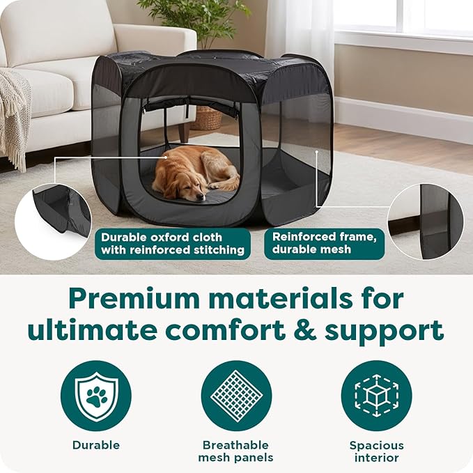 FurHaven Portable Pet Playpen for Dogs & Cats,Extra Large Indoor Kitten Playpen -Mesh Sides,Foldable Dog-Playpen for Small Dogs,Pop Up Travel Dog Pen,X-Large,Pet Crate with Mesh Sides,Gray,(Pack of 2)