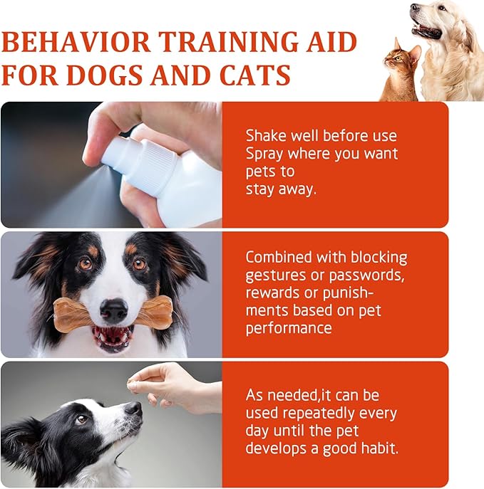 Cat Deterrent Spray - Natural Safe Cat Repellent Indoor and Outdoor, Cat Scratch Deterrent Training Aid for Stop Bad Behavior Like Scratching Furniture, Spraying & Biting - 4.23 oz