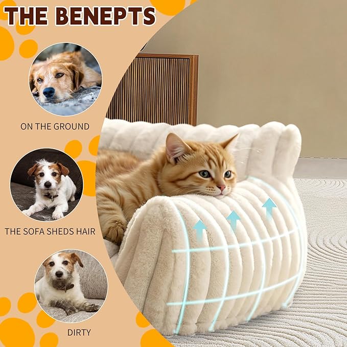 Indoor Pet Sofa Bed | Cat Sofa Bed, Soft Square Pet Bed, Indoor Non-Slip Cat Bed, Comfortable Plush, Suitable for Small to Medium Cats and Dogs (Gray, M(23.62 * 17.71 * 9.84in))