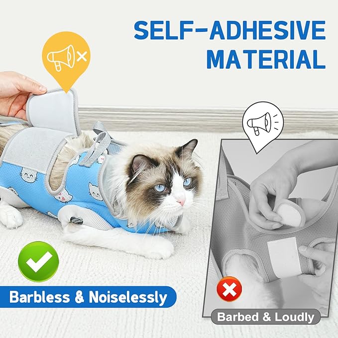Supet Cat Grooming Hammock Harness for Nail Trimming, Cat Grooming Hanging Sling for Nail Clipping, Pet Restraint Holder for Cutting Nails, Medicine, Ear & Teeth Cleaning, Eye Care (BlueCat S)