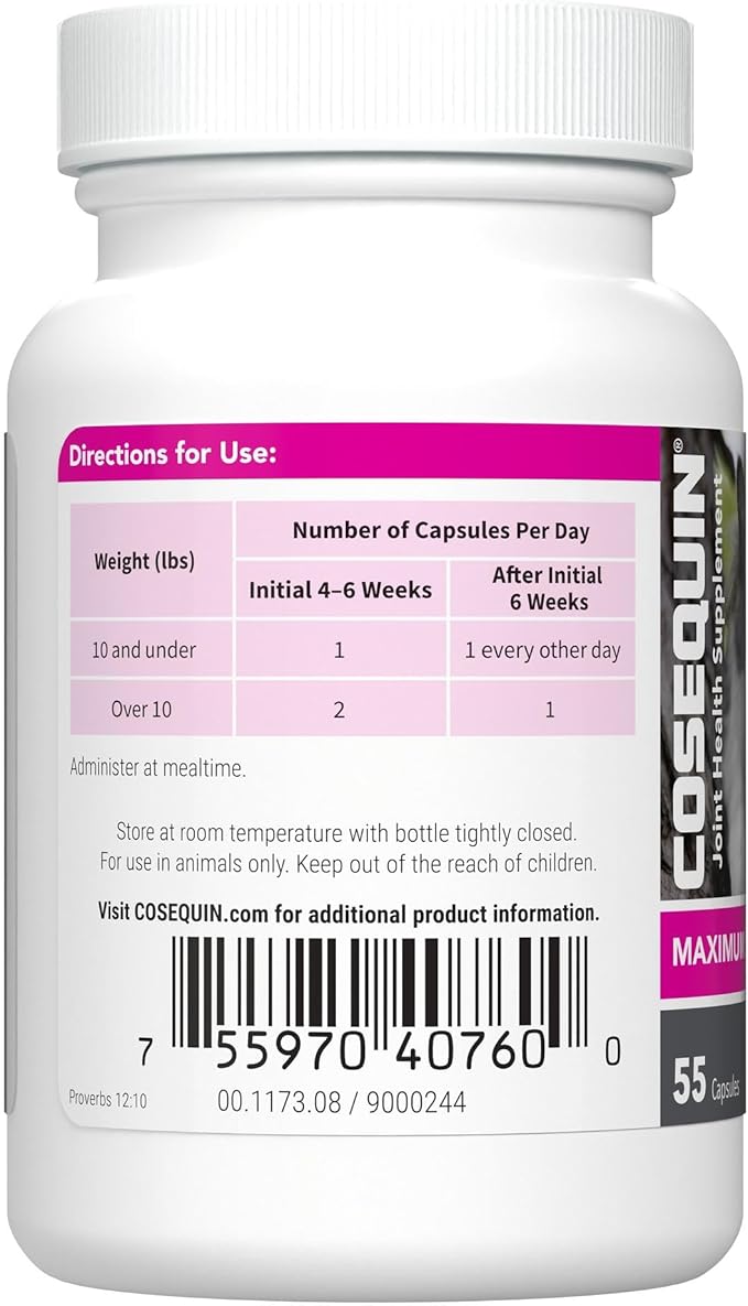 Nutramax Cosequin for Cats Joint Health Supplement, Contains Glucosamine for Cats, Plus Chondroitin, Supports Healthy Joints, For All Breeds and Sizes, Sprinkle Capsules, 55 Count