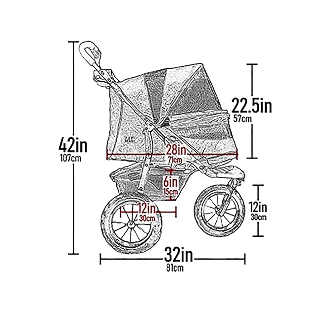 Pet Gear No-Zip AT3 Pet Stroller for Cats/Dogs, Zipperless Entry, Easy One-Hand Fold, Jogging Tires, Removable Liner, Cup Holder + Storage Basket, Sea Salt