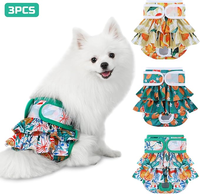 Dog Diapers Female Washable (3 Pack), Dog Period Diapers Female Doggie Diapers Puppy Diapers Highly Absorbent Female Dog Diapers for Heat, Incontinence, Excitable Urination,L