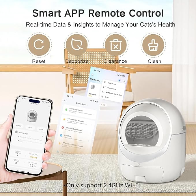 Smart Self-Cleaning Cat Litter Box – Automatic Odor Control, App Monitoring & Ultra-Quiet Design for Multi-Cat Homes