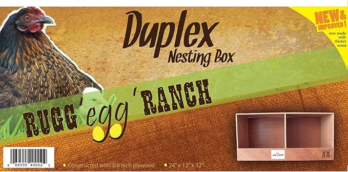 Rugged Ranch 2-Pack Duplex 24"x12"x12" Dual-Compartment Hen Nest Cubbies for 4 to 8 Hens - Wooden Chicken Coop Accessories for Interior Use, Furniture-Grade Wood, Easy Assembly