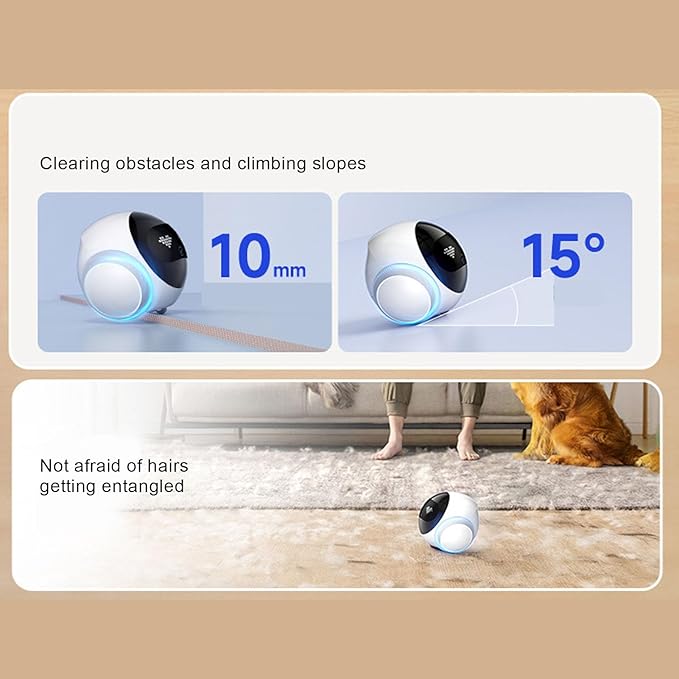 Sorandy Movable Pet Camera, Smart Robot with 360 Rotation 1080p Monitoring Motion Detection 2 Way Talk, Rechargeable WiFi Pet Camera Robot for Dogs Cats Babies Home Surveillance