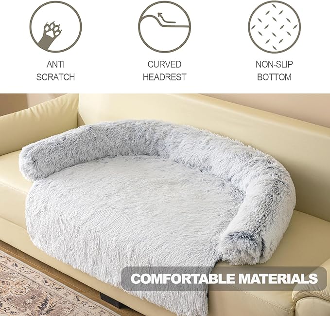 Tinaco Calming Dogs/Cats Bed Mats, Dog Pad Washable Removable Couch Cover, Plush Long Fur Mat for Pets, Waterproof Lining, Perfect for Small, Medium and Large Dogs and Cats (Gradient Gray, 36"x31")