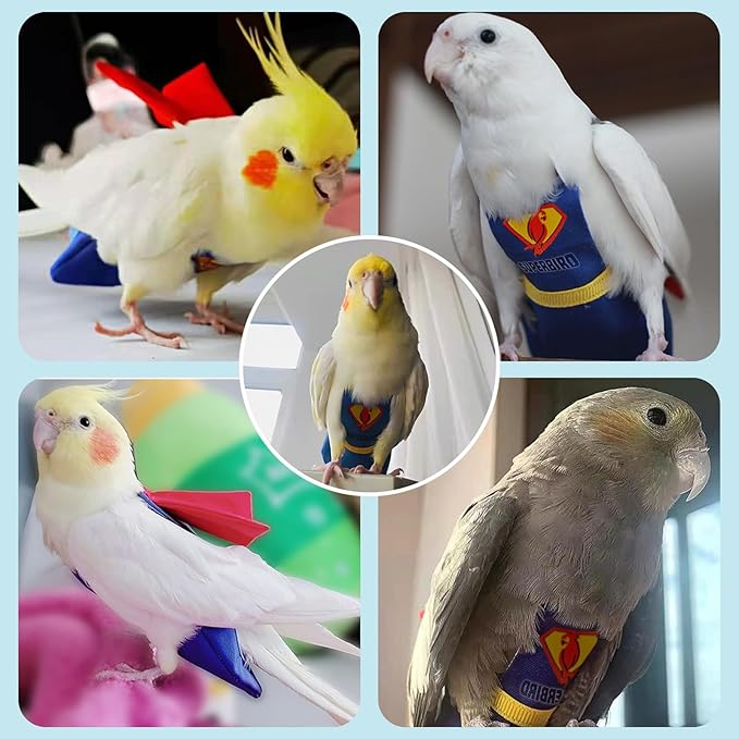 Bird Diaper Cockatiel Clothes Flight Suite, Reusable Parrot Nappy with Waterproof Inner Layer (YELLOE-M)