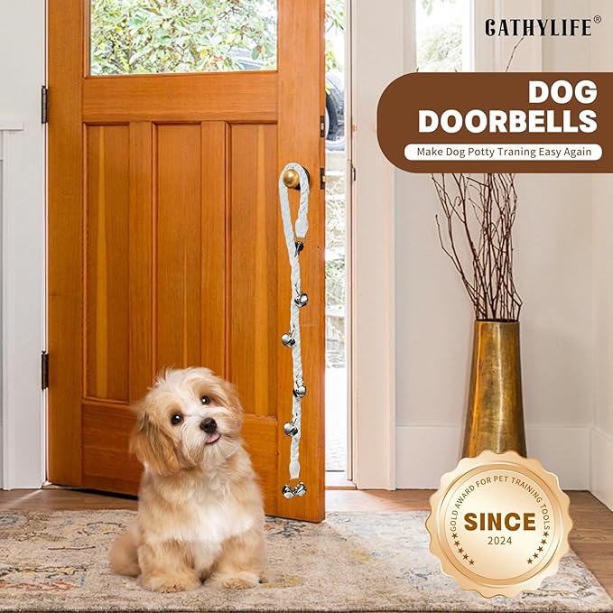 Dog Doorbells for Potty Training, Poly Urethane Puppy Door Bells, Hand-Woven Dog Bells for Dog Training, Extra Loud Bells for Door Knob, Ring to Go Outside Doggie Pet Supplies.