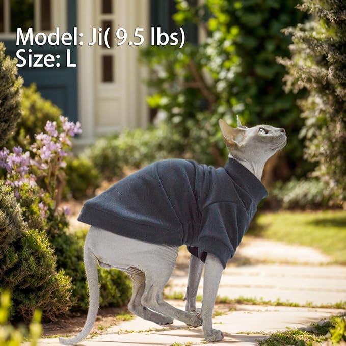 Sphynx Cat Sweater Hairless Cat Clothes Sweater Shirt Soft Warm Long Sleeves Pullover Pet Clothes Pajamas Dog Cloth for Small Dogs Jumpsuit Pet Sweaters (Dark Blue, XX-Large)