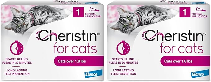 Cheristin Flea Treatment & Prevention for Cats | Fast Acting Topical flea Treatment for Cats Over 1.8 lbs | 1 Count (Pack of 2)