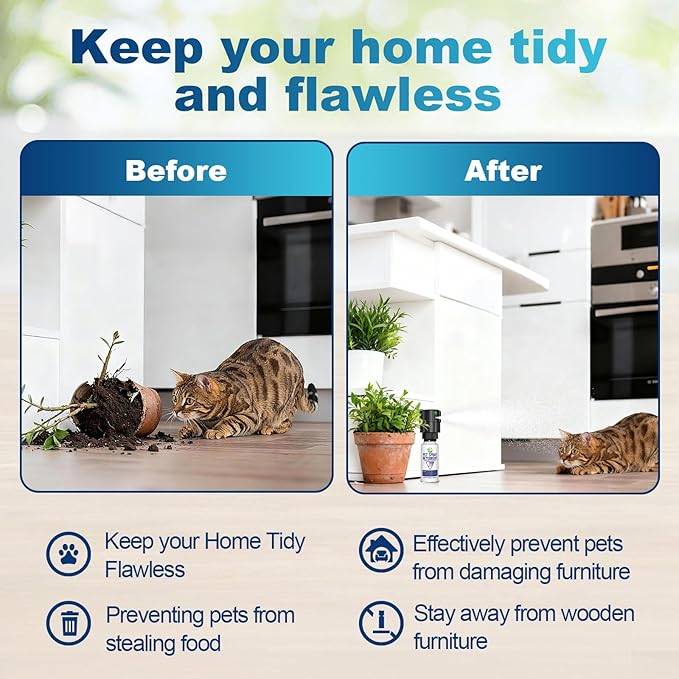 Pet Spray Deterrent System, Motion Activated Cat System, Pet Device Senses Cat & Dog Up to 3 Feet Away, Outdoors & Indoor Cat Deterrent Spray [1 Pack] Black