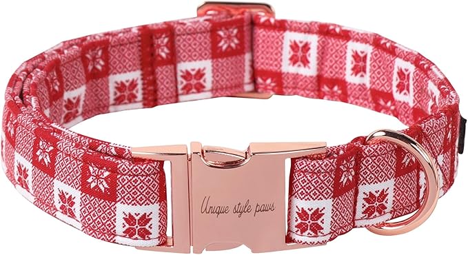 Unique style paws Dog Collar Metal Buckle Collar for Winter Christmas Red Papercut for Small Medium Large Boys Girls Dogs
