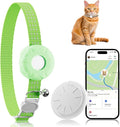 Cat Tracker, GPS Tracker, Compatible with Apple Find My App(Only iOS), Waterproof Pet Tracker with Safety Elastic Buckle, No Monthly Fee Cat Tracker Collar, Works with Any Collar (Green)