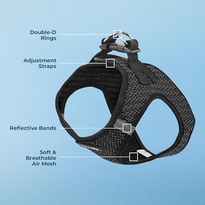 Best Pet Supplies Voyager Step-in Air Harness - All Weather Mesh, Reflective, No Pull Harness for Dogs, Cats - Secure with Hook & Loop Fastener, Buckle, Double D-Rings - Gray 2-Tone, S