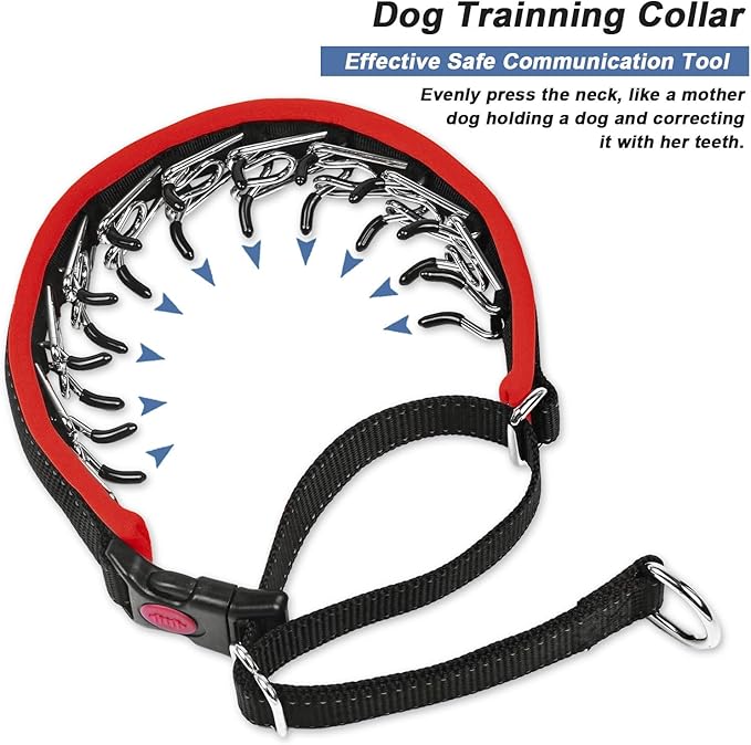 Martingale No Pull Dog Collar, Heavy Duty Nylon With Buckle, Adjustable Anti Pull Reflective Slip for Large Medium Small Dog Training Walking S Red