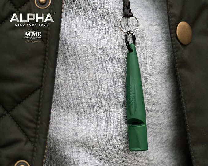ACME Alpha 210.5 Professional Dog Training Whistle with Enhanced Ergonomic Grip. BPA-Free Plastic. 110 dBA. Standardized Frequency for Smaller Dogs. Weatherproof. Made in The UK (Forest Green)