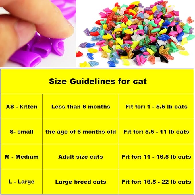 VICTHY 140pcs (14 Colors) Cat Nail Caps, Cat Claw Covers Cat Nail Covers with Adhesives and Applicators (Medium)