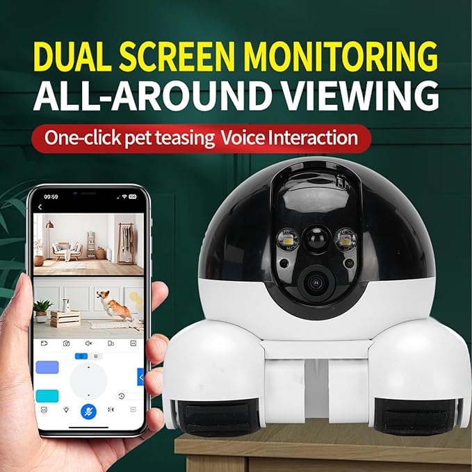 4G Pet Camera with Dual Lens, 1080P HD Video, 360° Rotating, 2 Way Audio, Night Vision Rechargeable Mobile Security Camera, Support APP Controlled, (Without Memory Card 200W) (Without Memory Card