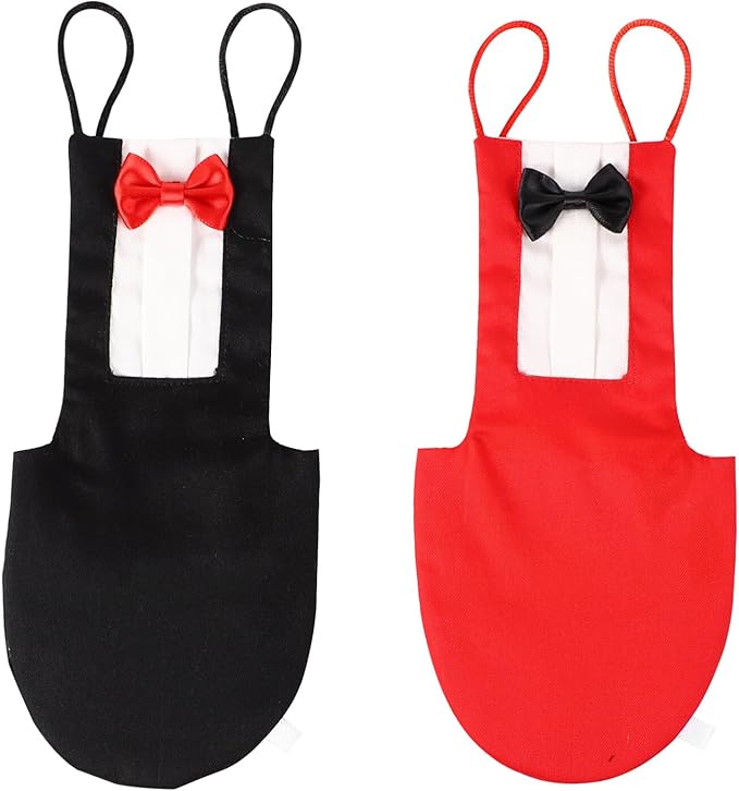 2 Pack Bird Diaper Parrot Flight Suit, Reusable Parrots Nappies with Bowtie Decor Pet Clothes for Budgie Parakeet Cockatiel Wedding Anniversary Christmas Birthday Party- Size XL