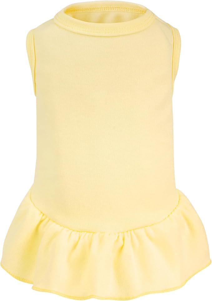 Dog Dresses Cat Skirt Solid Color Dog Clothes Summer Sleeveless Puppy Girl Clothes for Small Pet Dogs Cats (Yellow, Small)