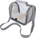 YARNOW Portable Bird Travel Cage Carrier with Wooden Perch, Small Gray Lightweight Outing Bag for Parrots and Lizards, Portable Pet Transport Cage for Vet Visits and Outdoor Trips