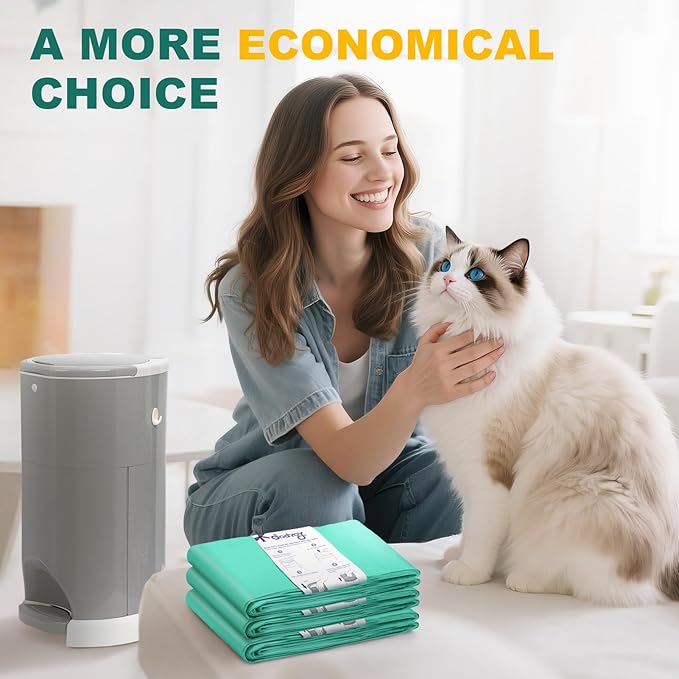 6 Pack Refill Compatible with Litter Champ Refill Bags Pail,Each 42.6 Foot Length Cat Litter Refill Bags, Extra 27% Thickness More Durable, Powerful Odor Eliminate,NO Mess
