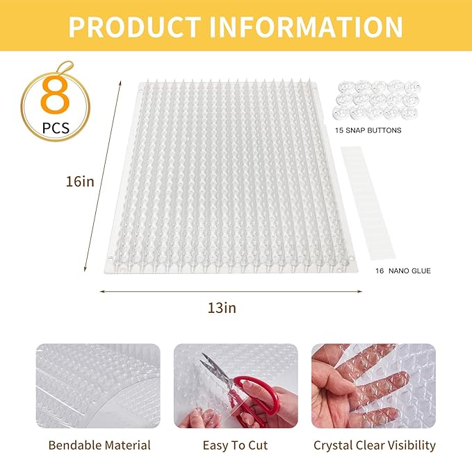 Mardili Cat&Dog Repellent Outdoor/Indoor Spike scat mat, Garden Scat Mats,Set of 16
