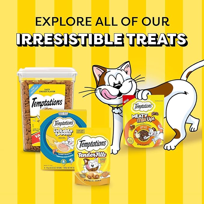 Temptations Lickable Spoons, Soft Lickable Cat Treats, Adult Wet Cat Treats, Tasty Chicken and Savory Salmon Flavor, 4 Spoons, Pack of 12 (48 Total)